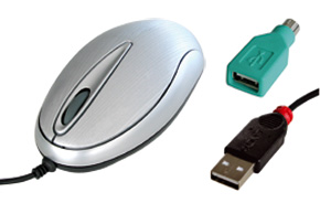 Optische Maus, Silber, USB & PS/2