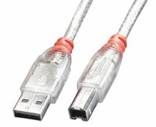 USB 2.0 Kabel Typ A/B transparent, 1m