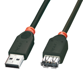 USB 2.0 Verlngerungskabel, Typ A M/F schwarz, 20cm