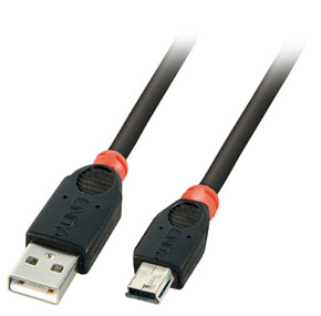 USB 2.0 Kabel Typ A/Mini-B, schwarz, 1m