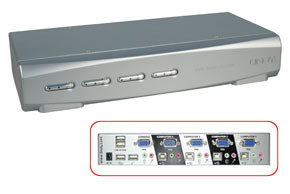KVM Switch PRO USB 2.0 Audio VGA 4 Port - mit Anschlusskabeln, f