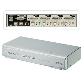 KVM Switch PRO USB 2.0 Audio DVI 4 Port - mit Anschlusskabeln, f