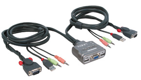 KVM Switch Compact USB Audio - Anschlusskabel integriert