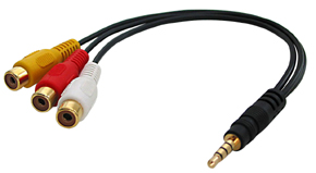 Audio-Video-Adapter (CV+Audio-Stereo) mit 4-Segment 3,5mm Stecke