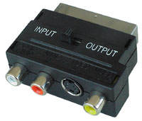 SCART-/S-VHS-/AV-Adapter mit Umschalter fr Line-In/-Out