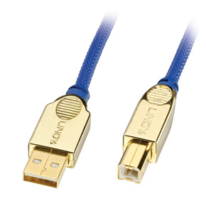 USB 2.0 Kabel Typ A/B, Premium Gold, 1m