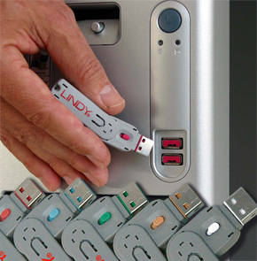 USB Port Schloss (4 Stck) mit Schlssel: Code BLAU