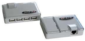 USB Extender - Cat.5 mit 4 Port Hub