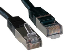 FTP Patch-Kabel Cat. 5E, schwarz, 1,0 m - GIGABIT