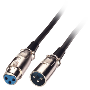 XLR-Kabel, schwarz, Stecker - Kupplung, 3m