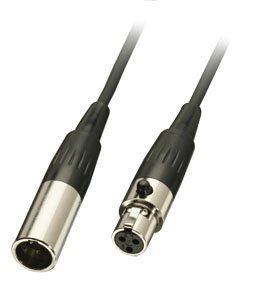 Mini-XLR-Kabel, schwarz, Stecker - Kupplung, 1m